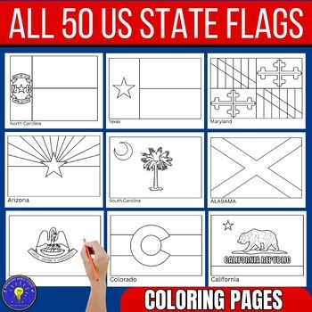 All 50 US State Flags Coloring Pages By Knowledge World Studio TPT