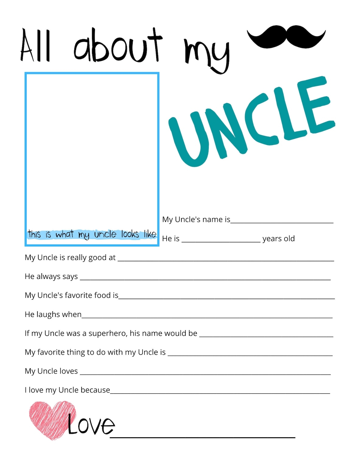 All About My Uncle Free Printable Printable Templates Vrogue co