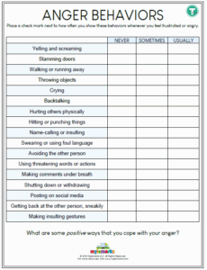 Anger Management Worksheets For Teens