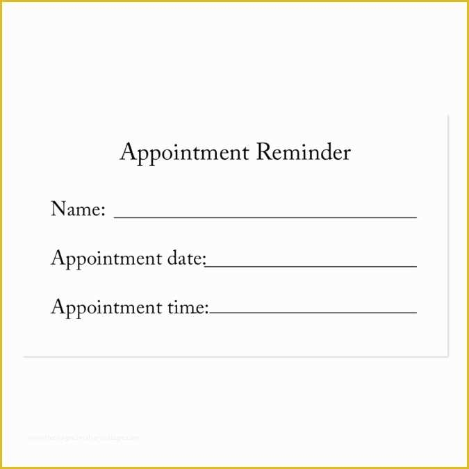 Printable Appointment Reminder Cards Template Free