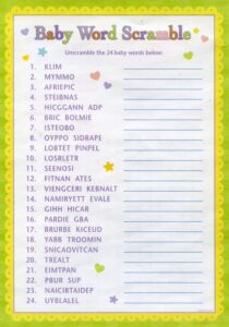 Baby Shower Words Scrambles Printable Activity Shelter