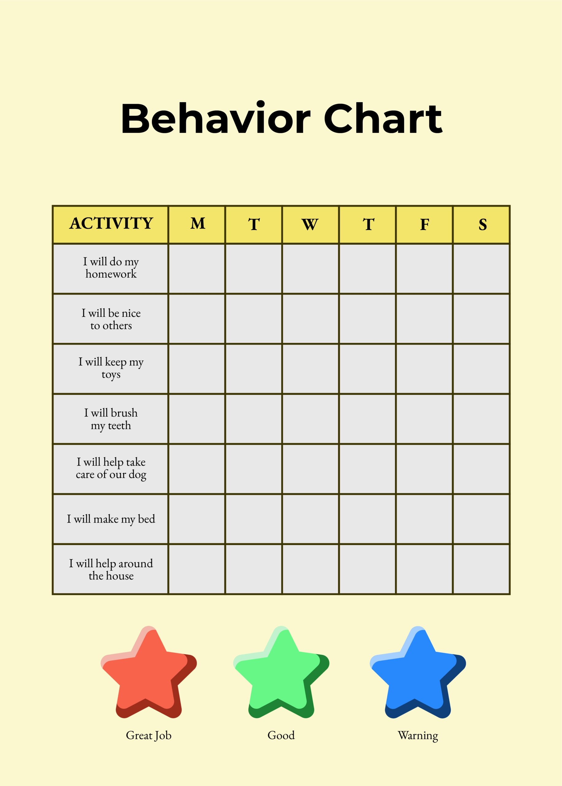Free Printable Behavior Management Behavior Chart