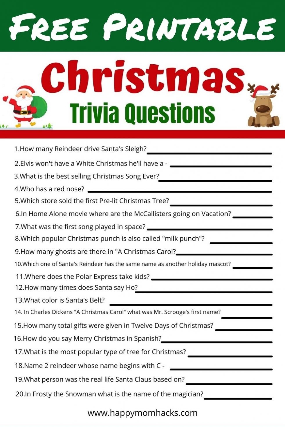Best Free Printable Christmas Games With Answers For Parties Happy 