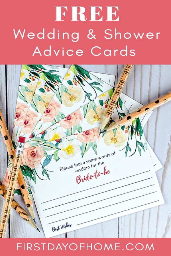 Free Printable Advice For The Bride Cards