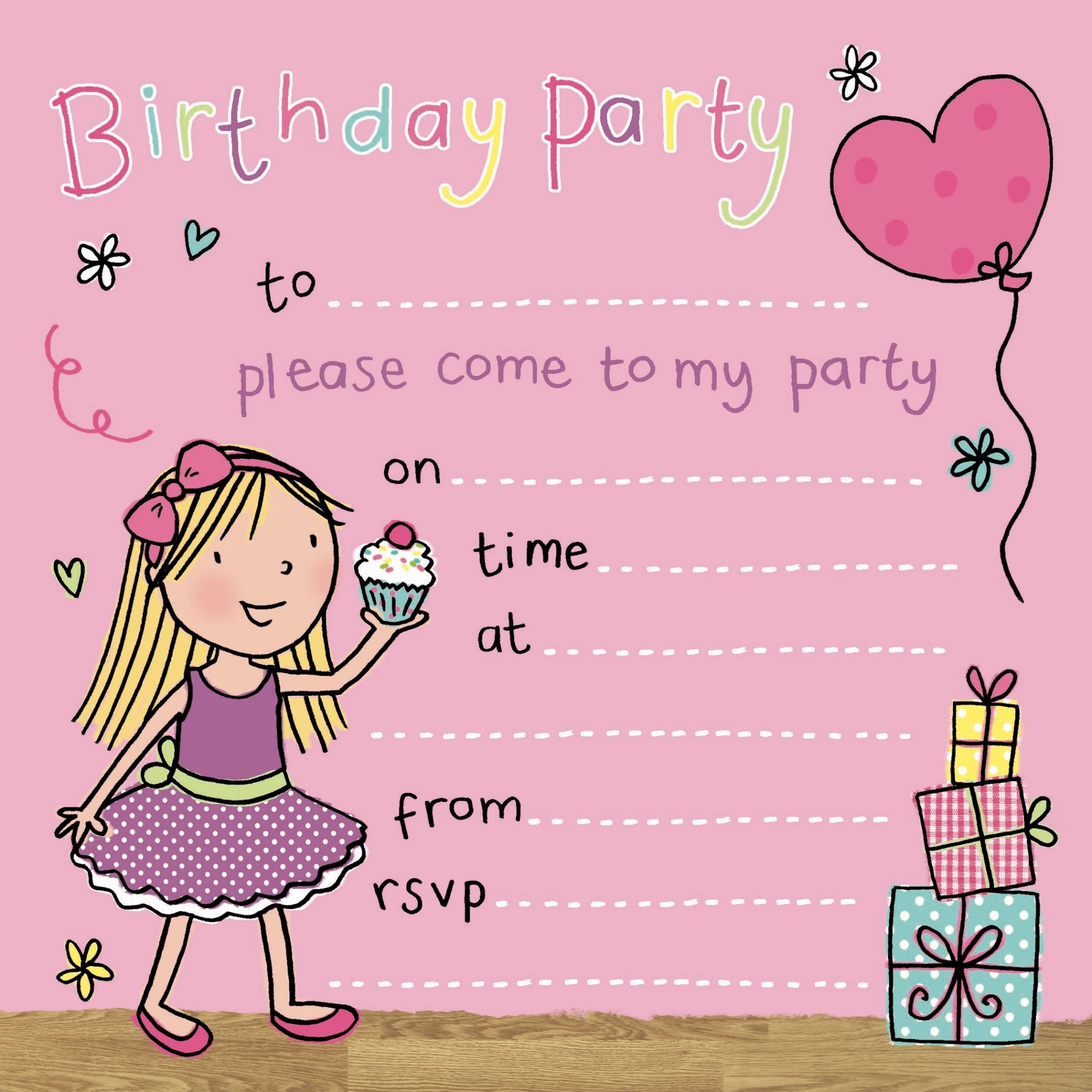Birthday Invitations Free Printable Girl Printable Free Templates
