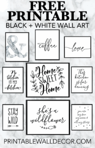 Black And White Printable Wall Art