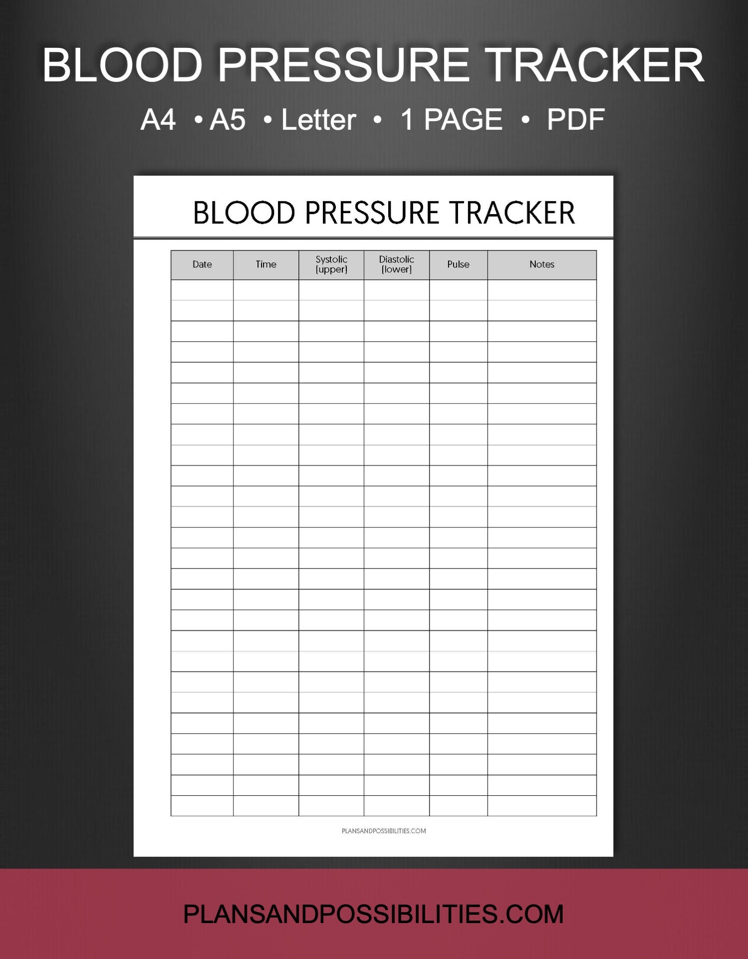 Blood Pressure Chart Printable Instant Download Medical Eduaspirant