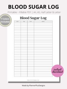Blood Sugar Log Printable