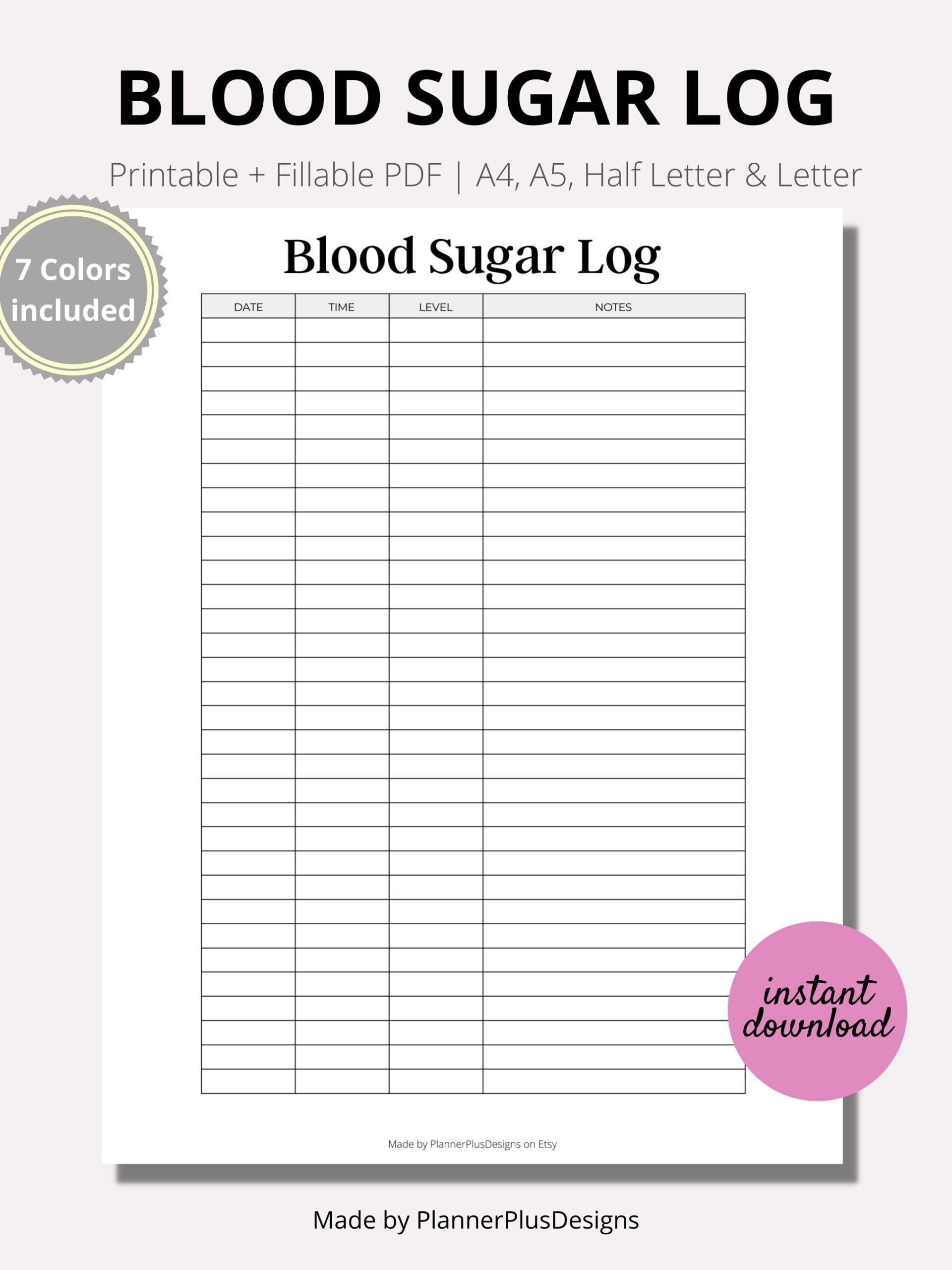 Blood Sugar Log Printable