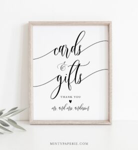 Cards And Gifts Sign Printable Wedding Gift Editable Template Modern