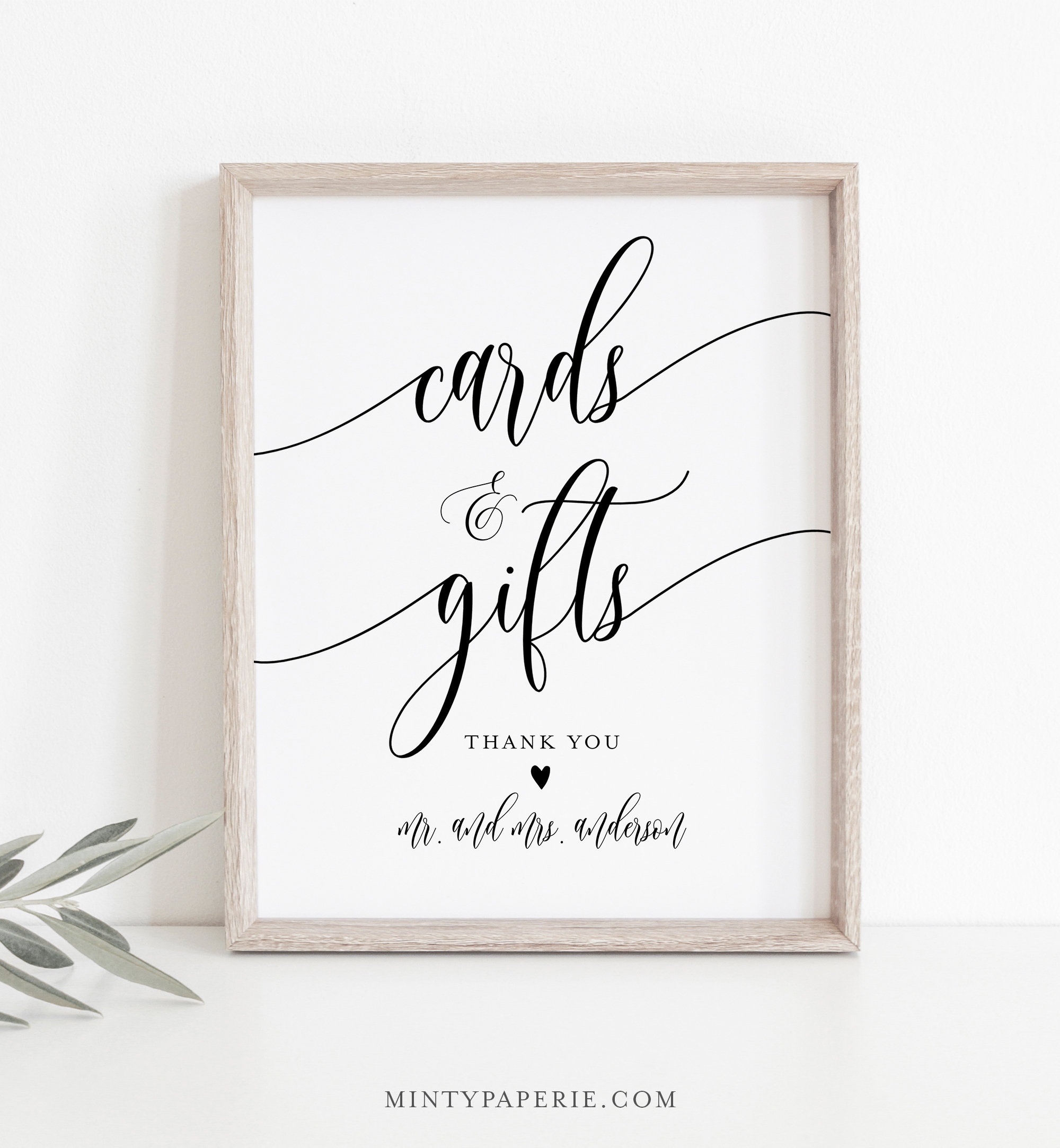 Cards And Gifts Sign Printable Wedding Gift Editable Template Modern 