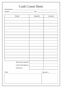 Cash Drawer Count Sheet Template Free Printable Templates