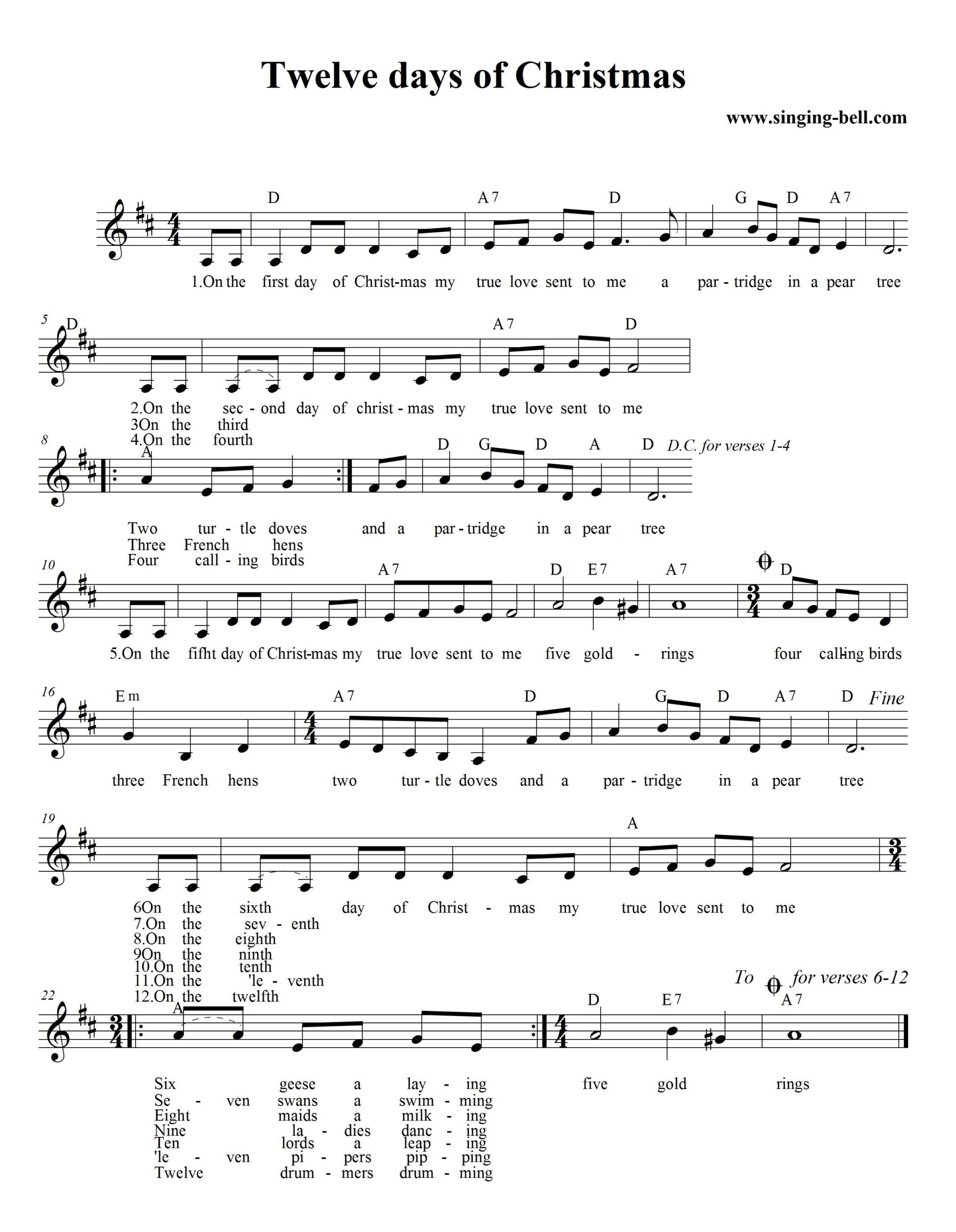 Christmas Carols Sheet Music Free Printable Free Printable