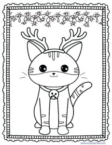 Christmas Cat Coloring Pages PDF FREE Download Growing Play