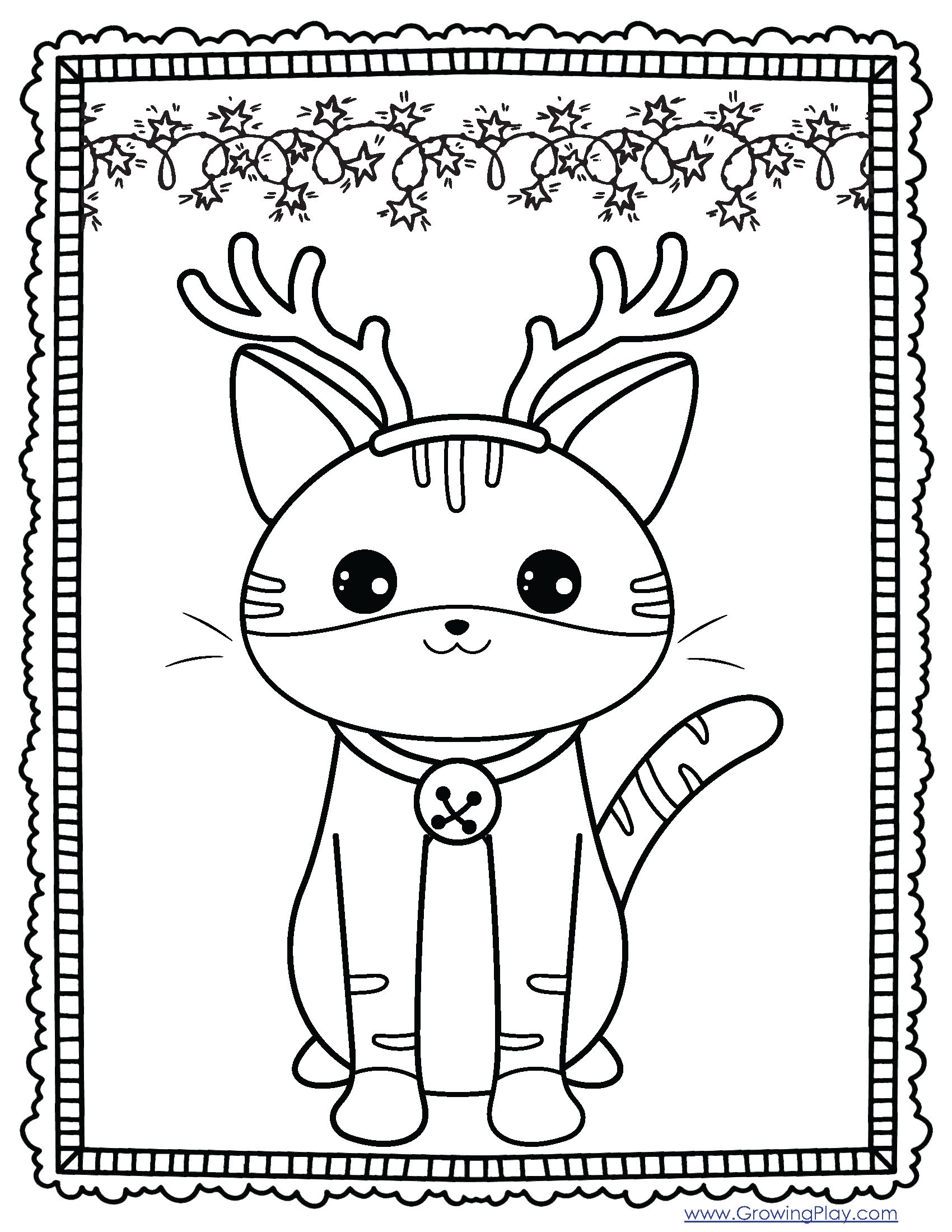 Christmas Cat Coloring Pages PDF FREE Download Growing Play