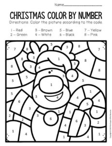 Christmas Color By Number For Kindergarten