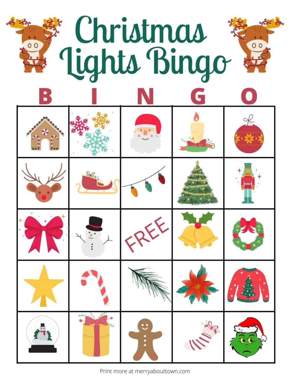 Christmas Lights Bingo Printable Merry About Town