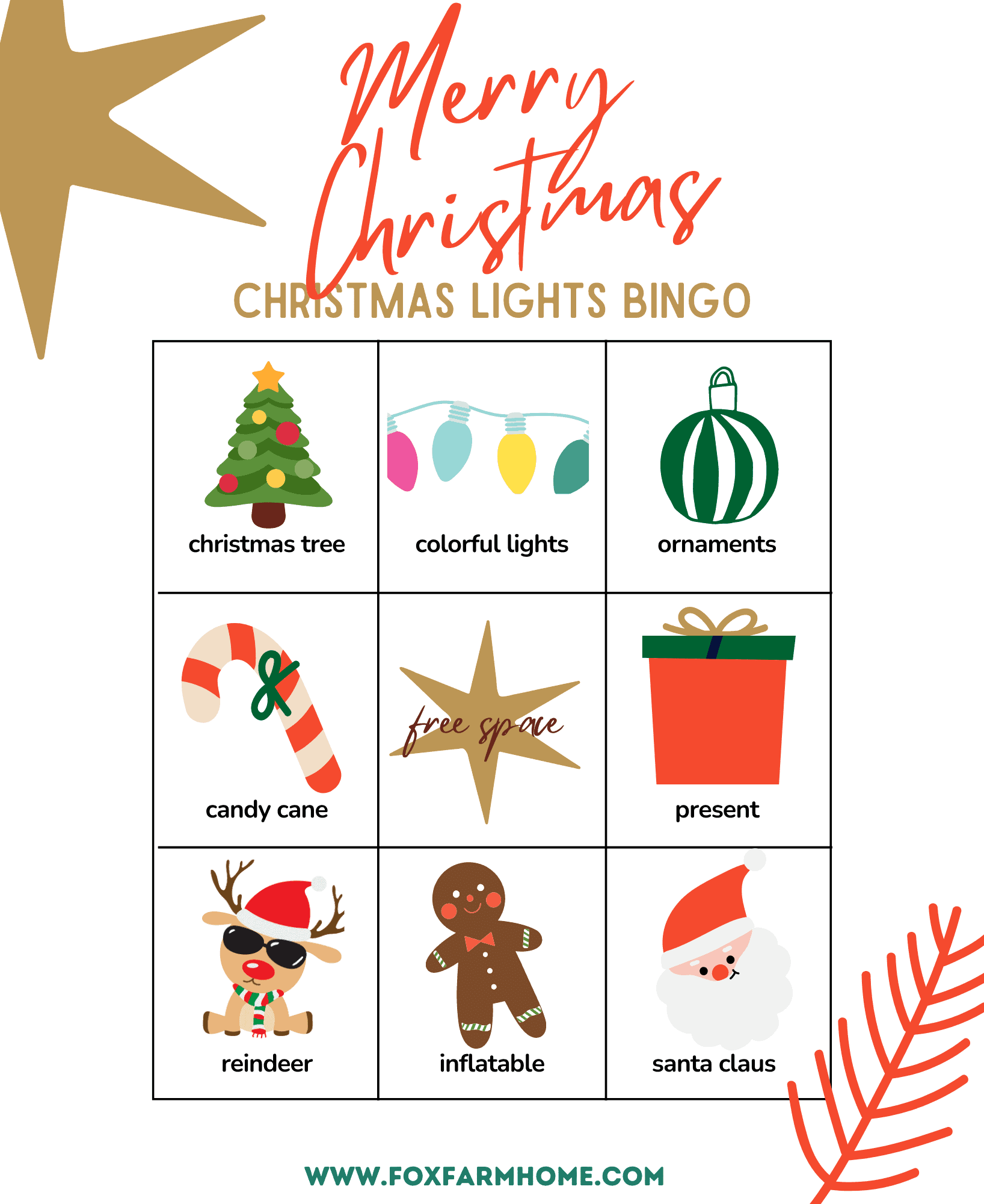 Christmas Lights Bingo With Free Printable Cards Fox Farm Home