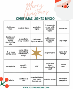 Christmas Lights Bingo With Free Printable Cards Fox Farm Home
