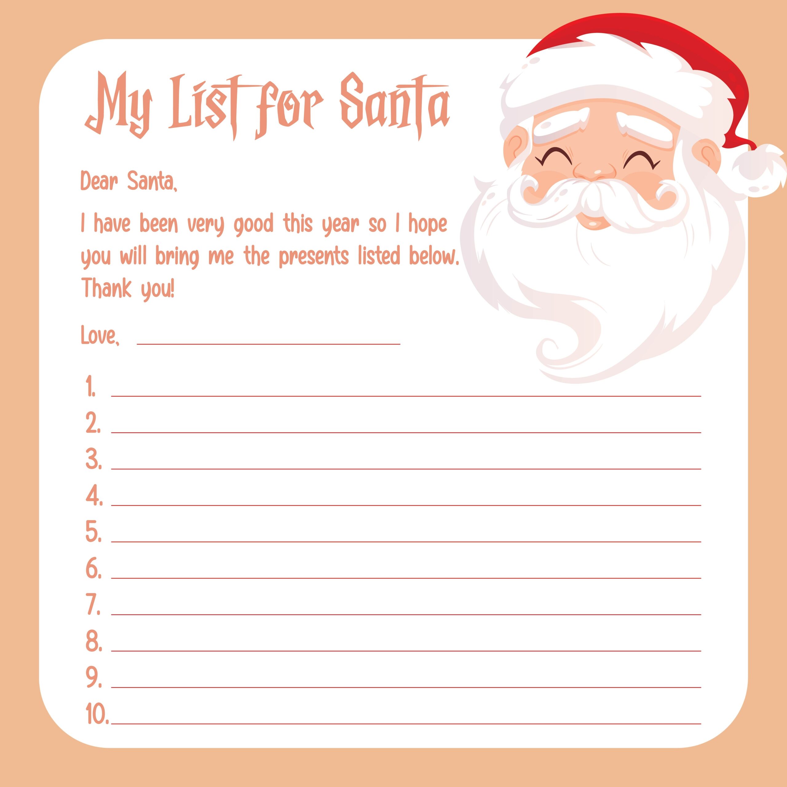 Christmas List For Santa 13 Free PDF Printables Printablee