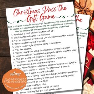 Christmas Pass The Gift Game Instant Download Printable Digital