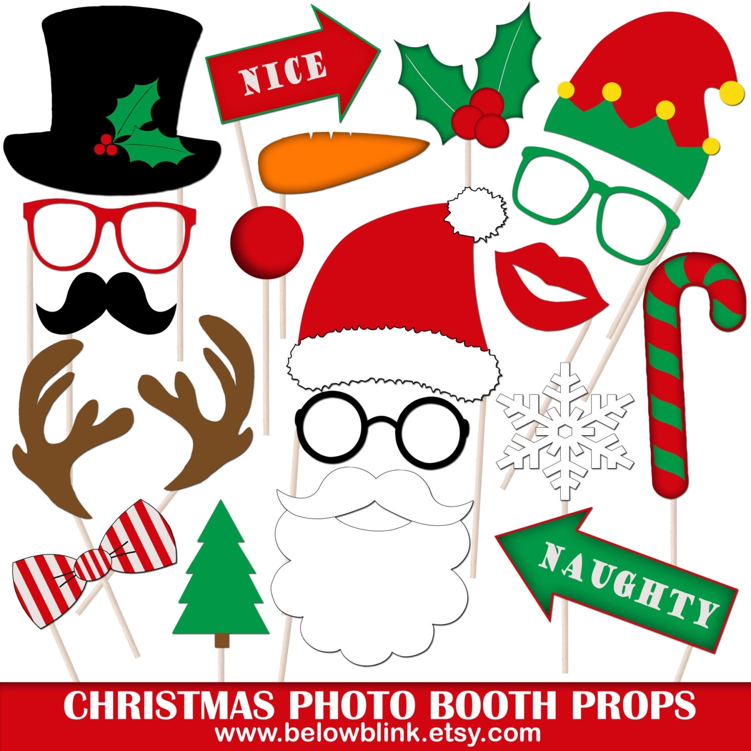 Christmas Photo Booth Props Printable