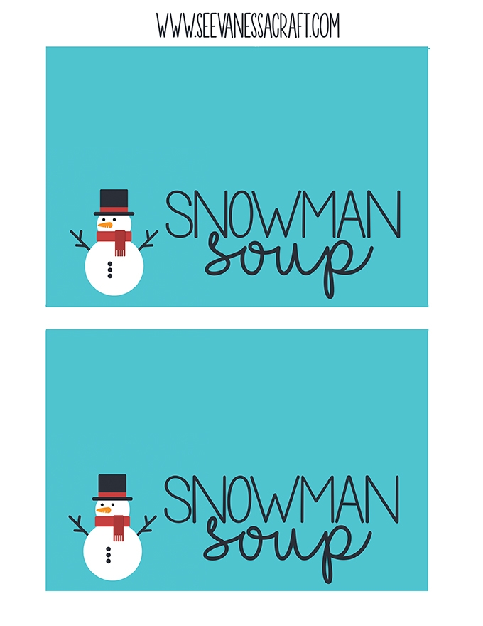 Snowman Soup Bag Topper Free Printable