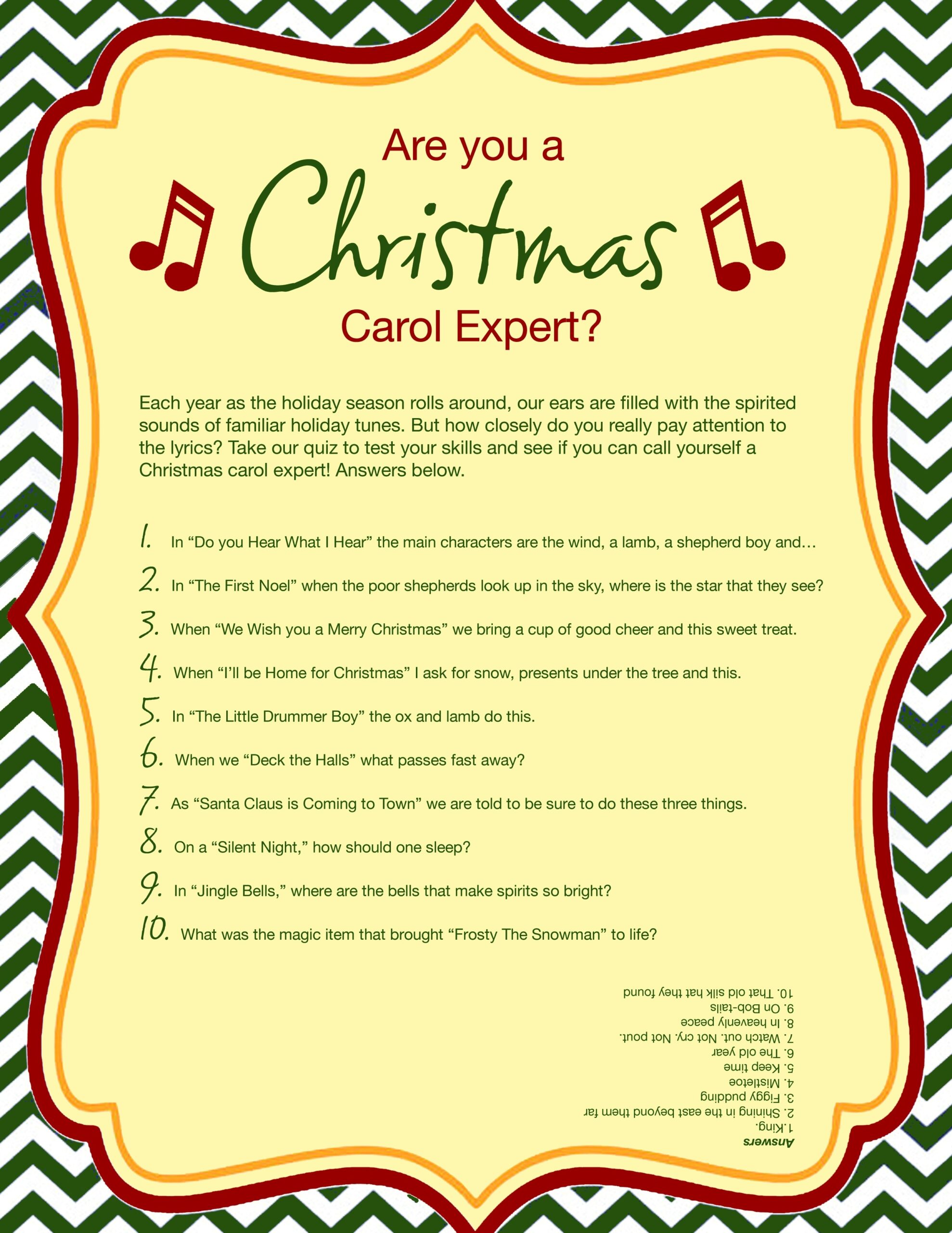Christmas Song Picture Games Printable Free