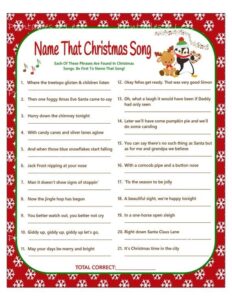 Christmas Songs Games Printable