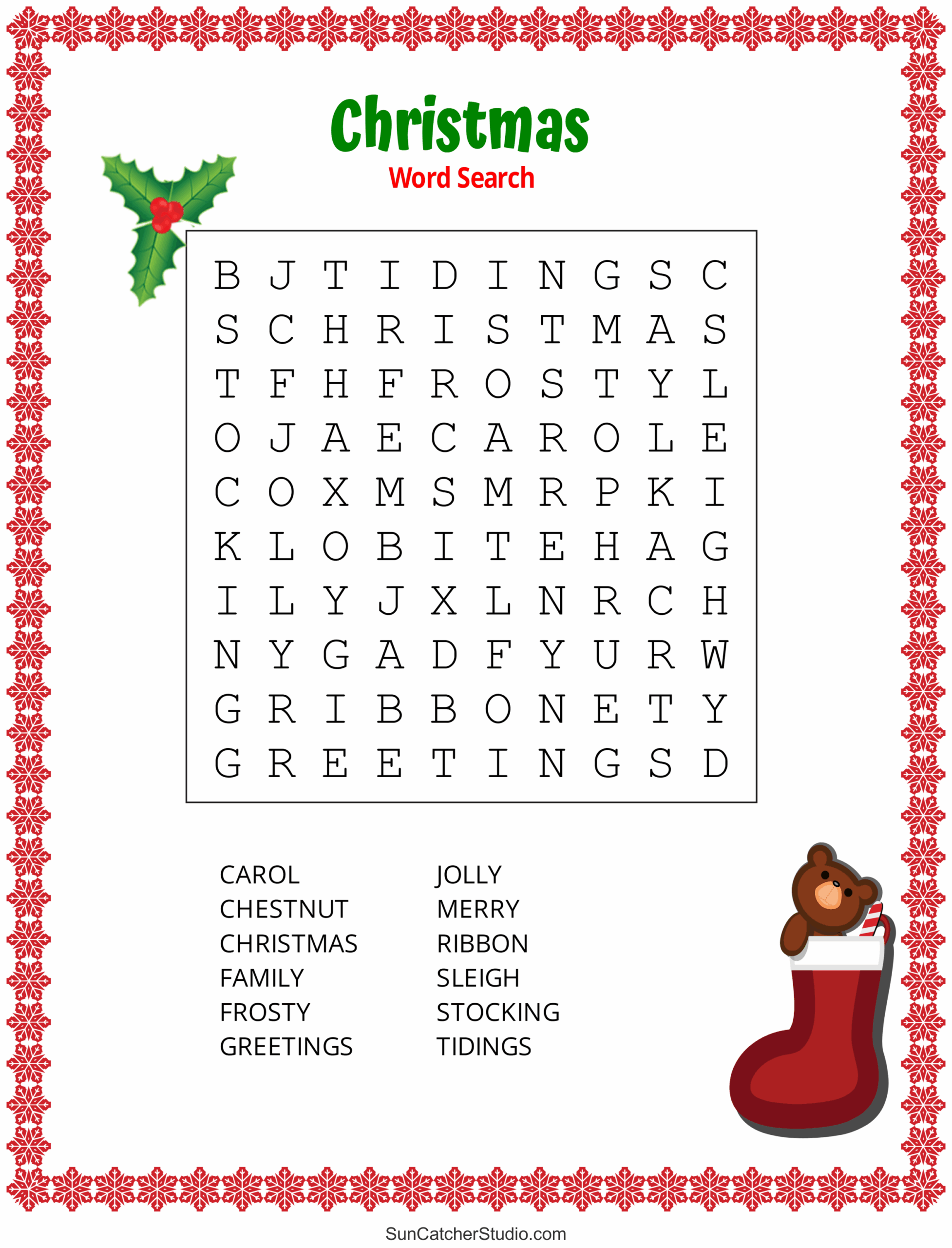 Free Printable Christmas Word Search Puzzle