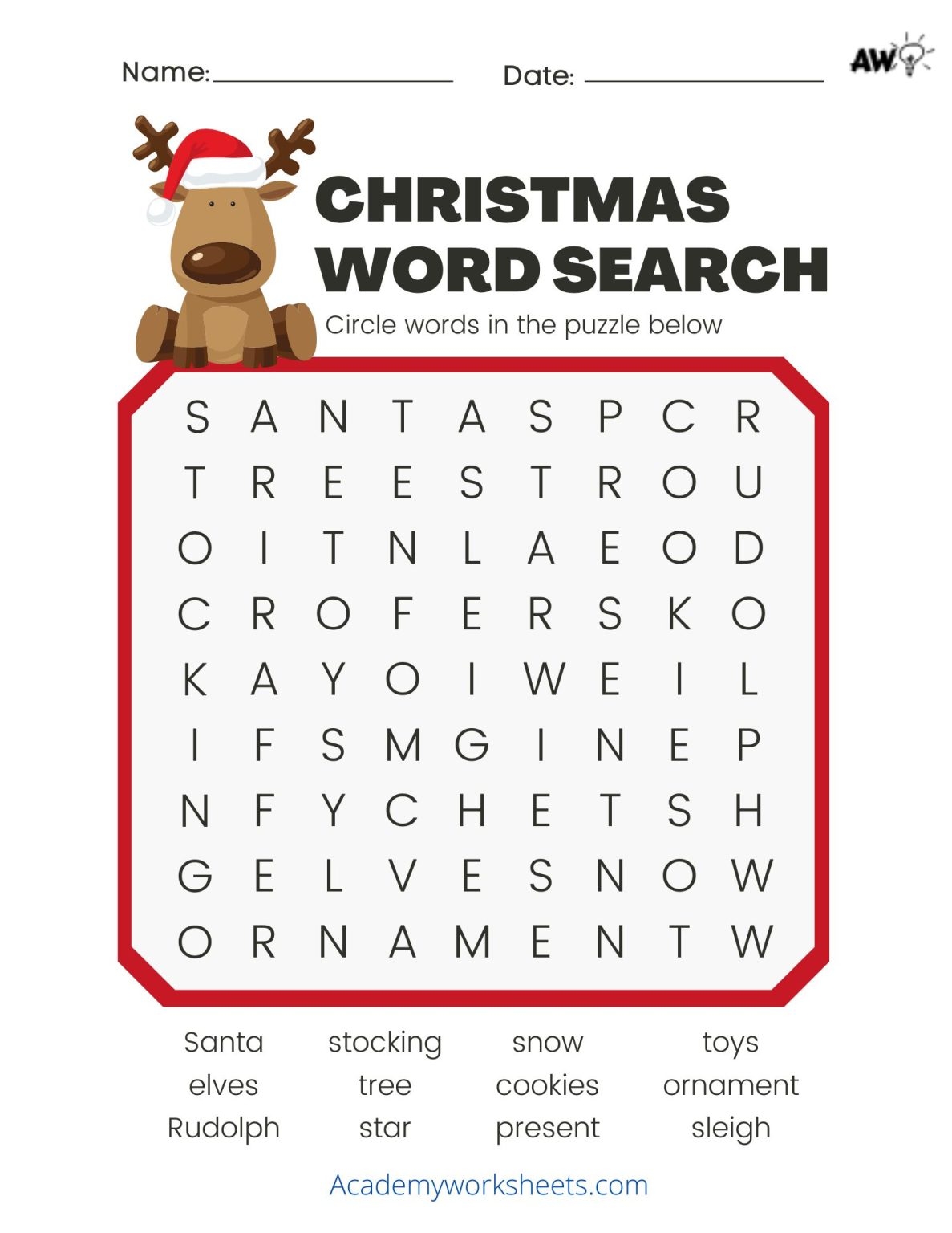 Free Holiday Word Search Puzzles Printable
