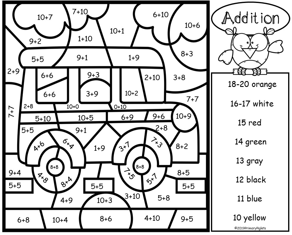 Free Printable Color By Number Addition