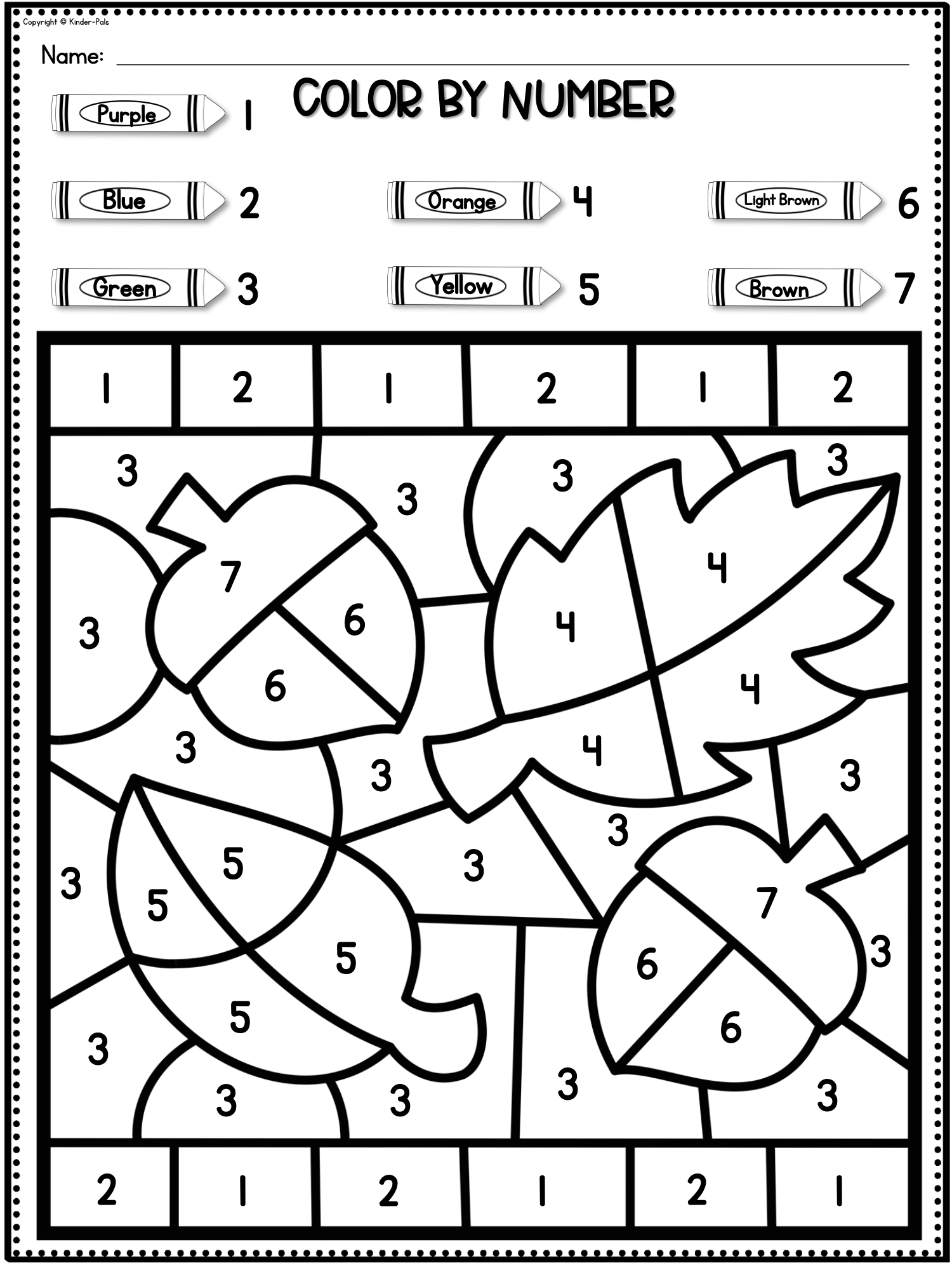 Color By Number Fall Coloring Pages Numbers 1 10 Recognition 