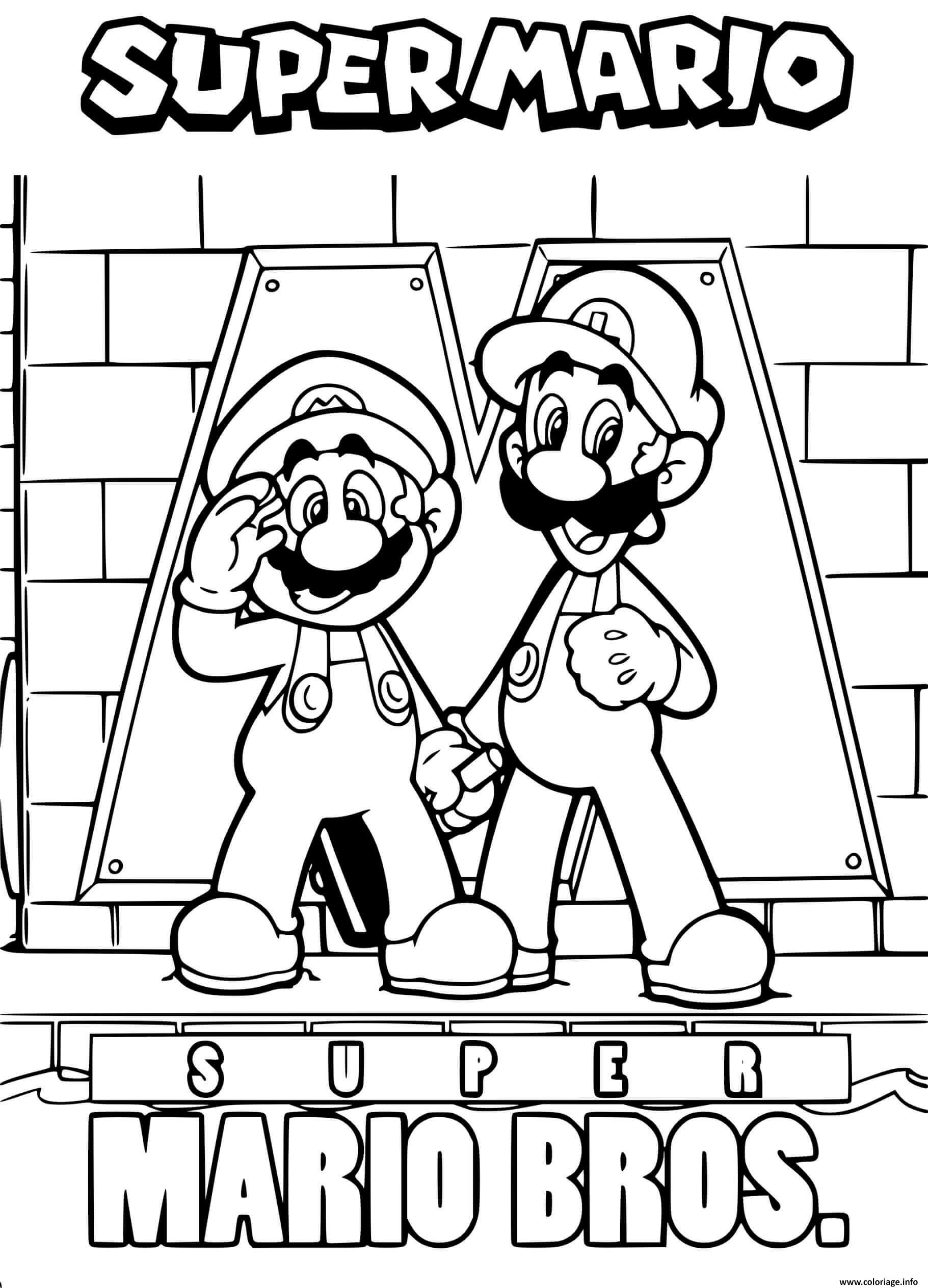 Coloriage Super Mario Bros Mario Et Luigi JeColorie