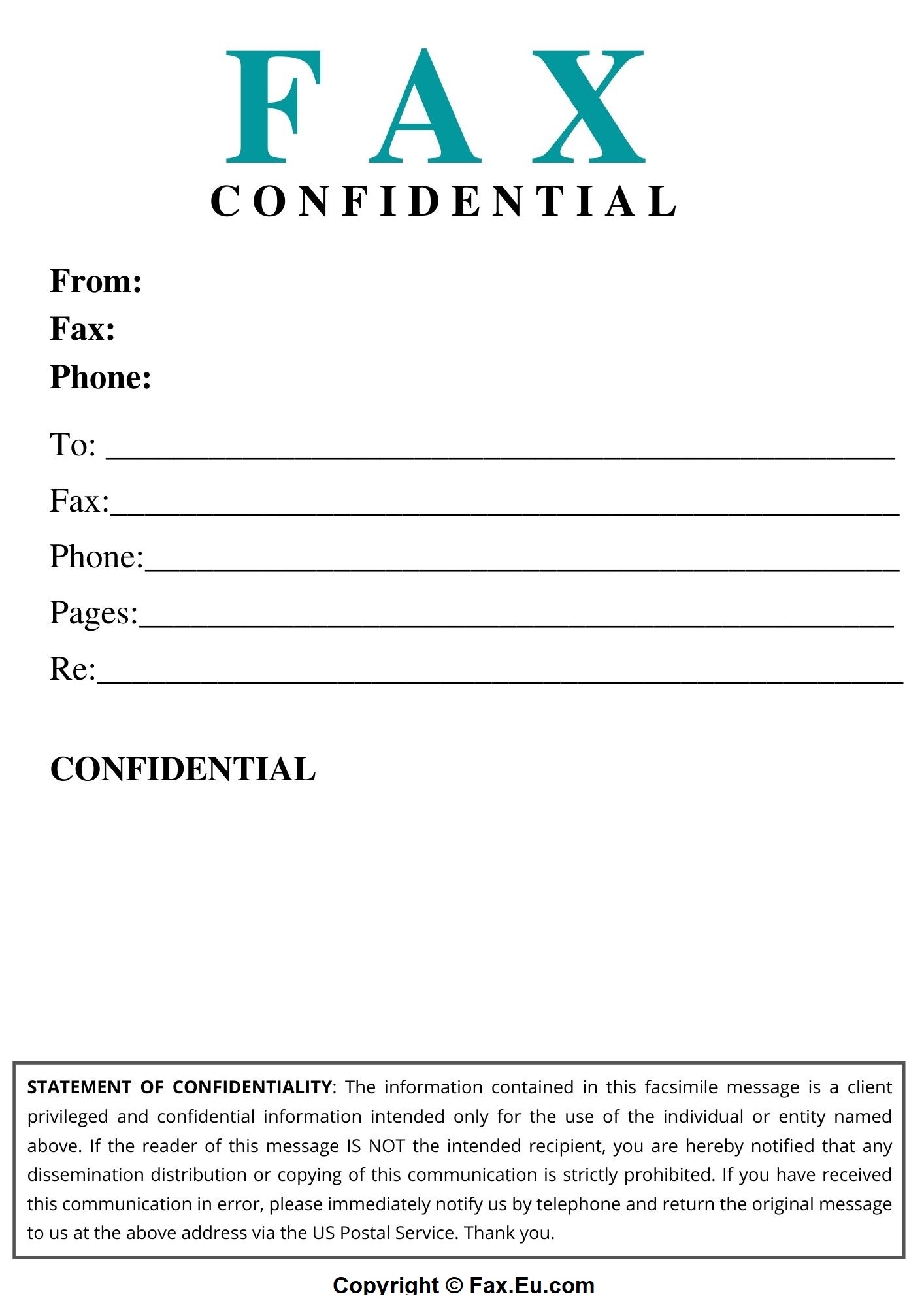 Confidential Fax Cover Sheet Printable And Editable Free Fax Cover 