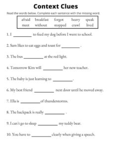 Context Clues Worksheets Vocabulary Printable 1st Etsy