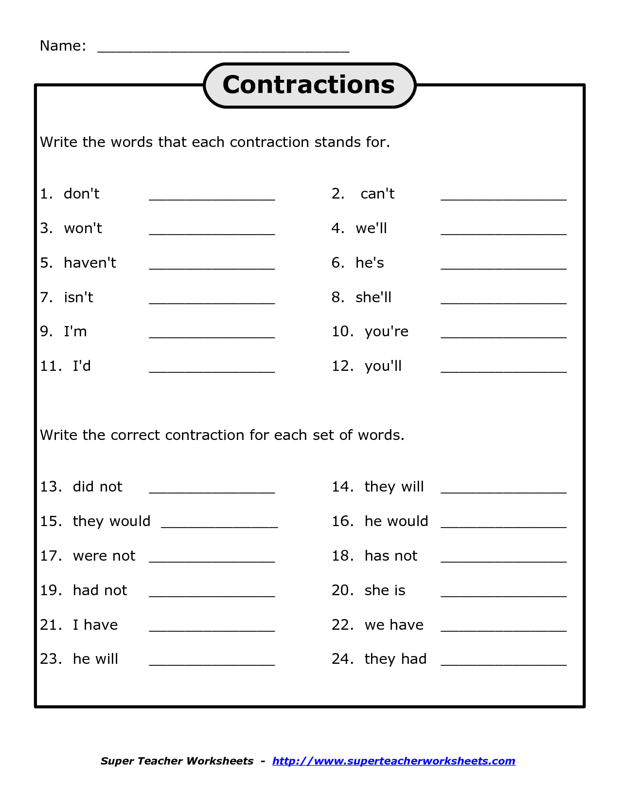 Free Printable Grammar Worksheets For 4Th Grade