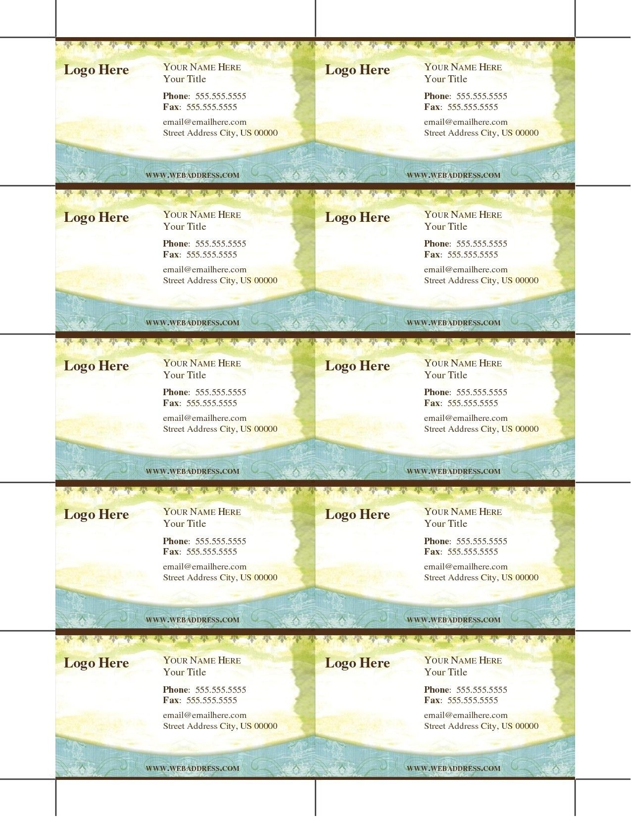 Make A Business Card Free Printable