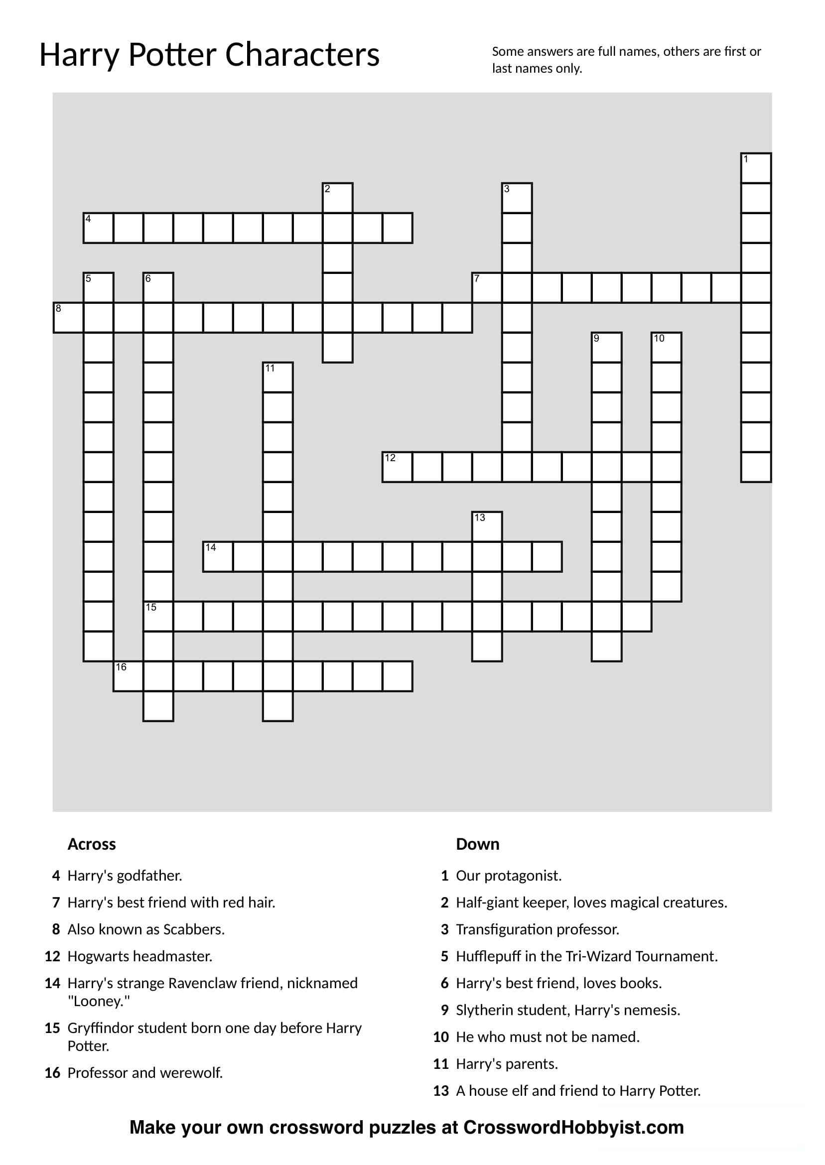 Create Your Own Crossword Puzzle Free Printable