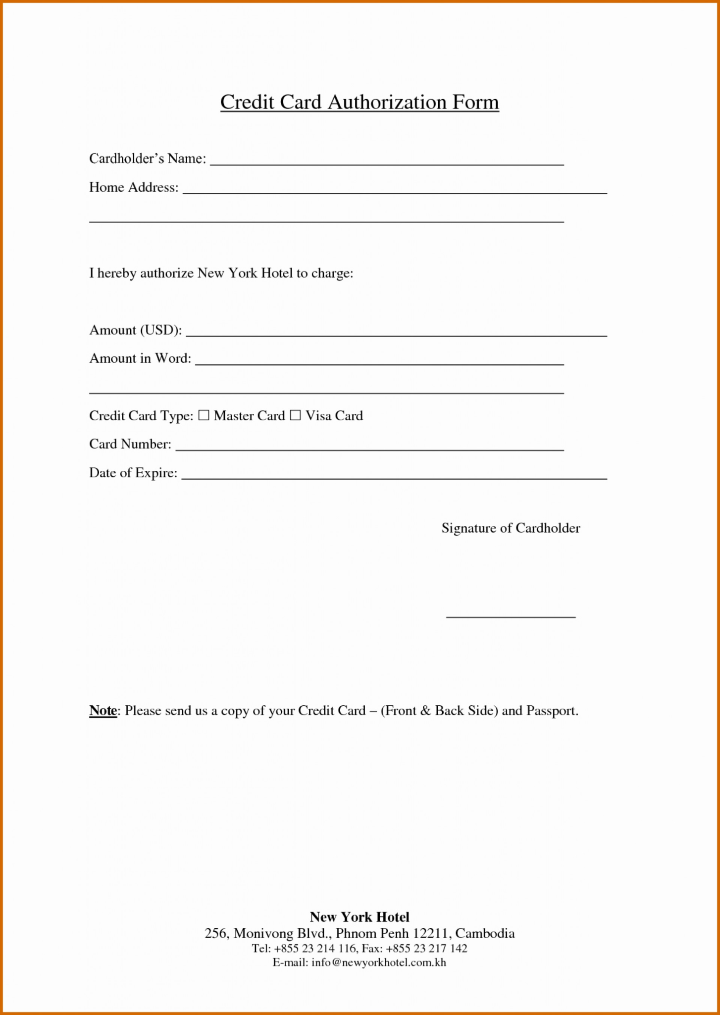 Credit Card Authorization Form Template Word Business fromgrandma best