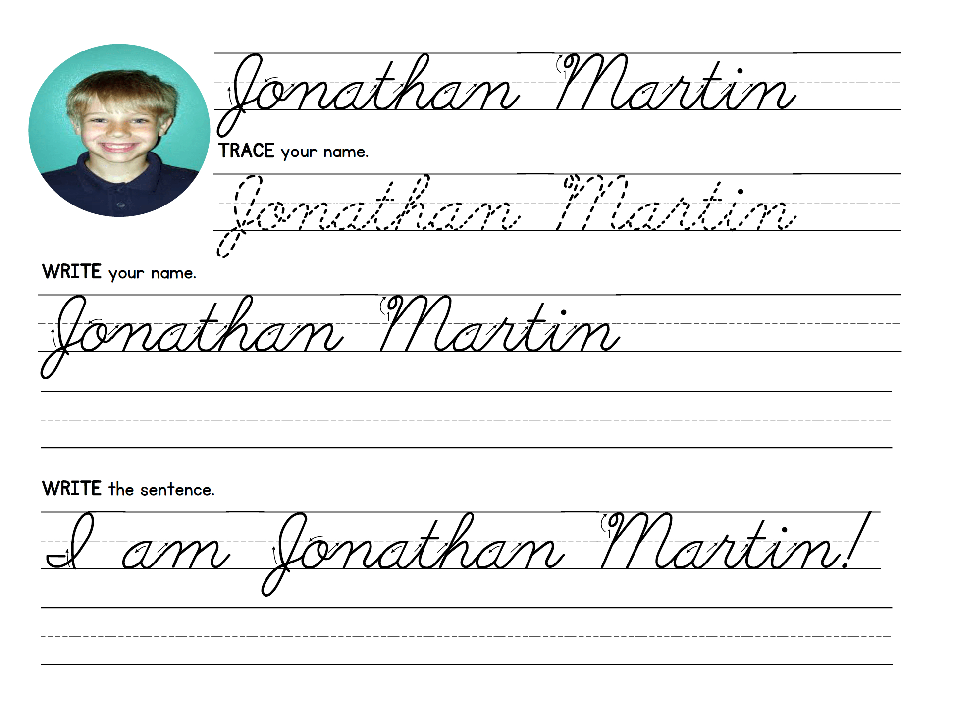 Cursive Name Writing Practice Sheets
