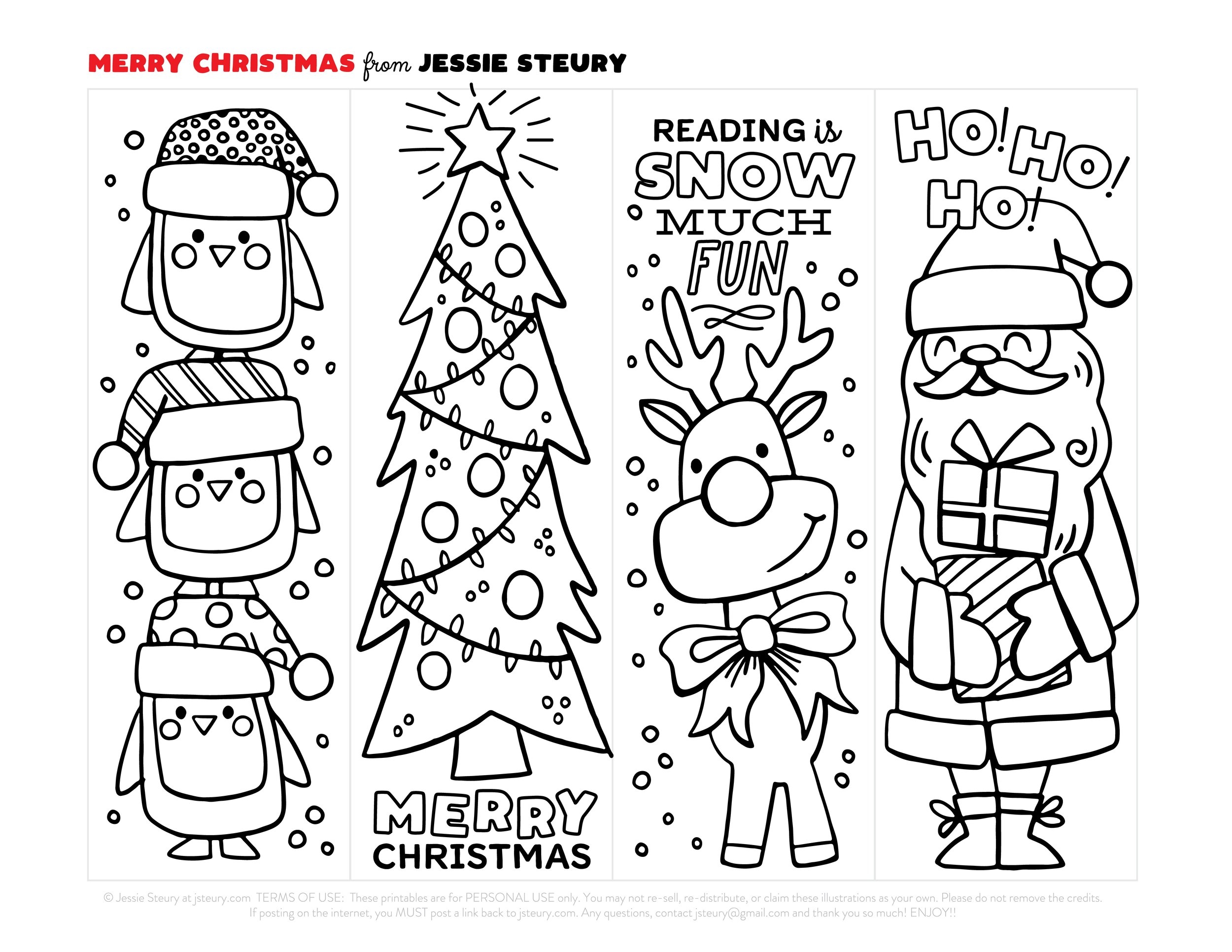 Free Printable Christmas Bookmarks To Color