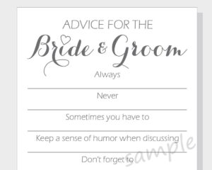 DIY Advice For The Bride Groom Printable Cards For A Bridal