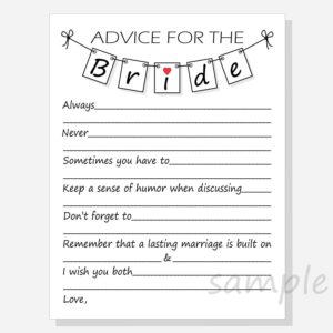 DIY Advice For The Bride Printable Cards For A Bridal Shower
