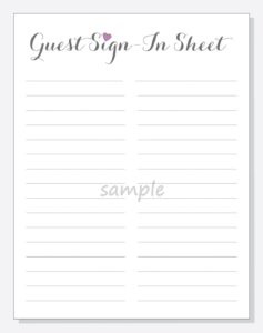 DIY Guest Sign in Sheet Printable For A Wedding Bridal Etsy