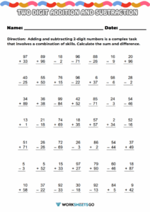 Double Digit Addition And Subtraction Worksheets Free Worksheets