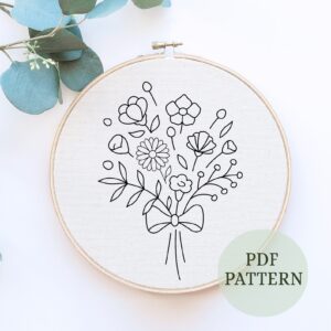 Dried Flowers Bouquet Hand Embroidery Pattern Beginner Embroidery