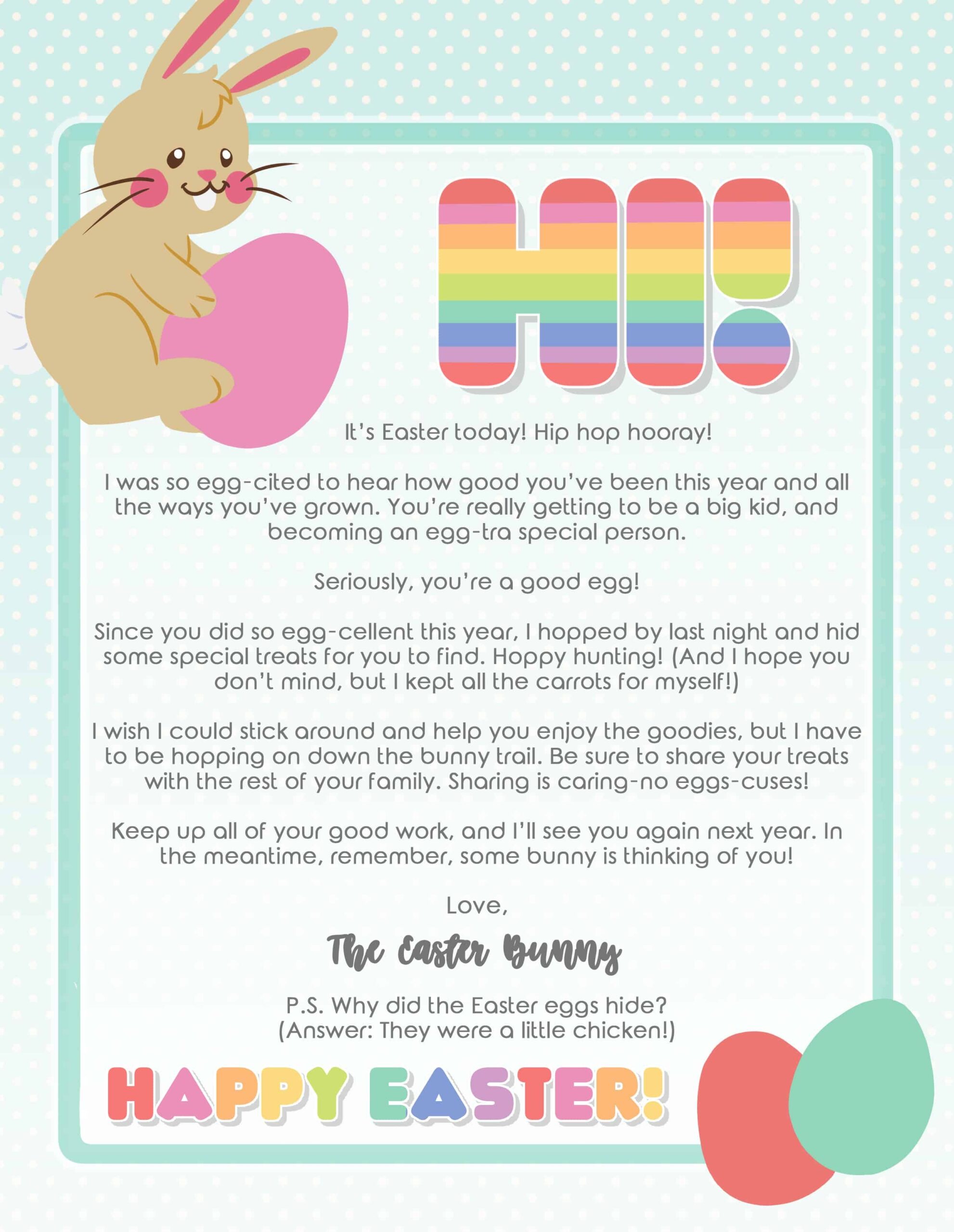 Easter Bunny Letter Template