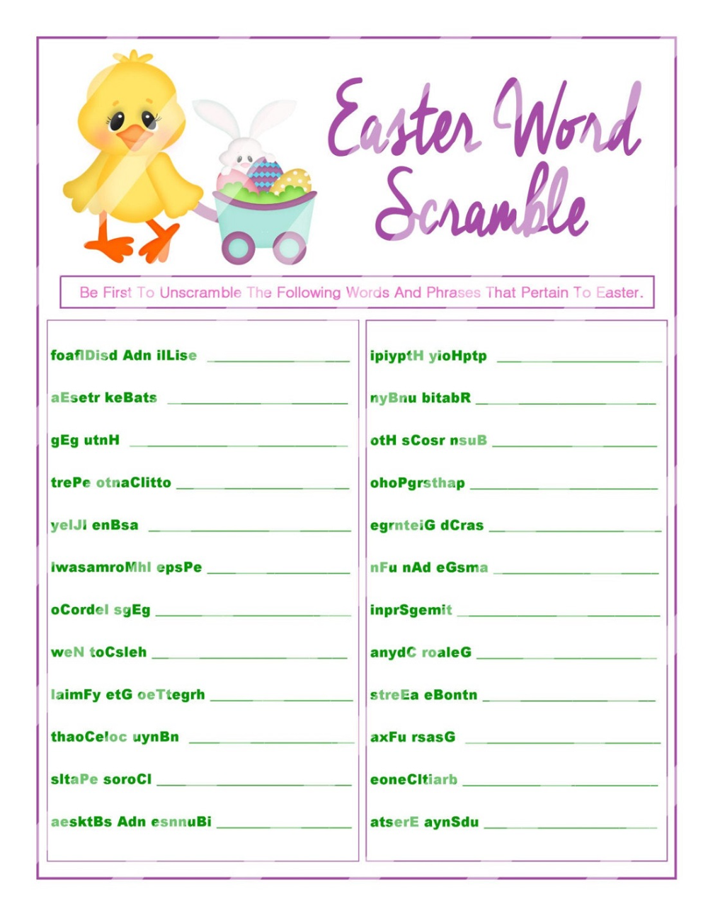 Free Printable Easter Games For Adults