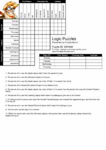 Easy Printable Logic Puzzles For Adults